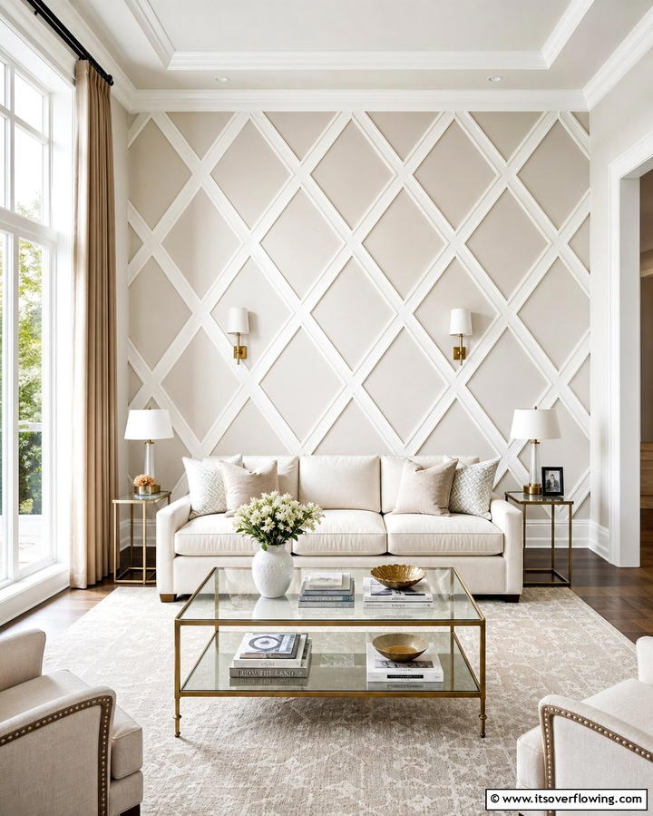 Diamond Pattern Sophistication - 25 Geometric Accent Wall Ideas for Modern Interiors