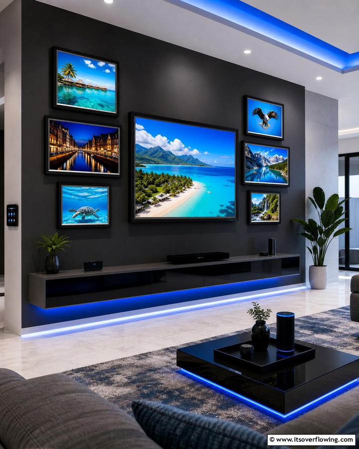 Digital Frame Showcase - 21 Media Wall Ideas to Elevate Your Entertainment Zone