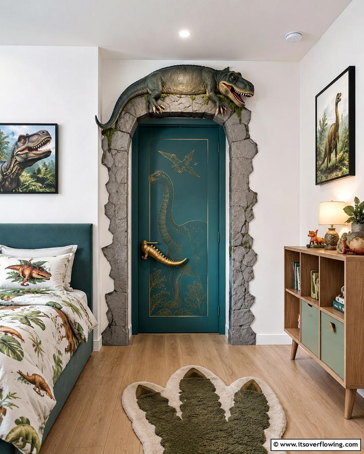 Dino Doorway Accents - 30 Dino-Mite Kids Room Ideas- Dinosaur Themes & Decor