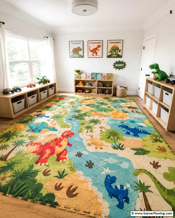 Dino Play Mats - 30 Dino-Mite Kids Room Ideas- Dinosaur Themes & Decor