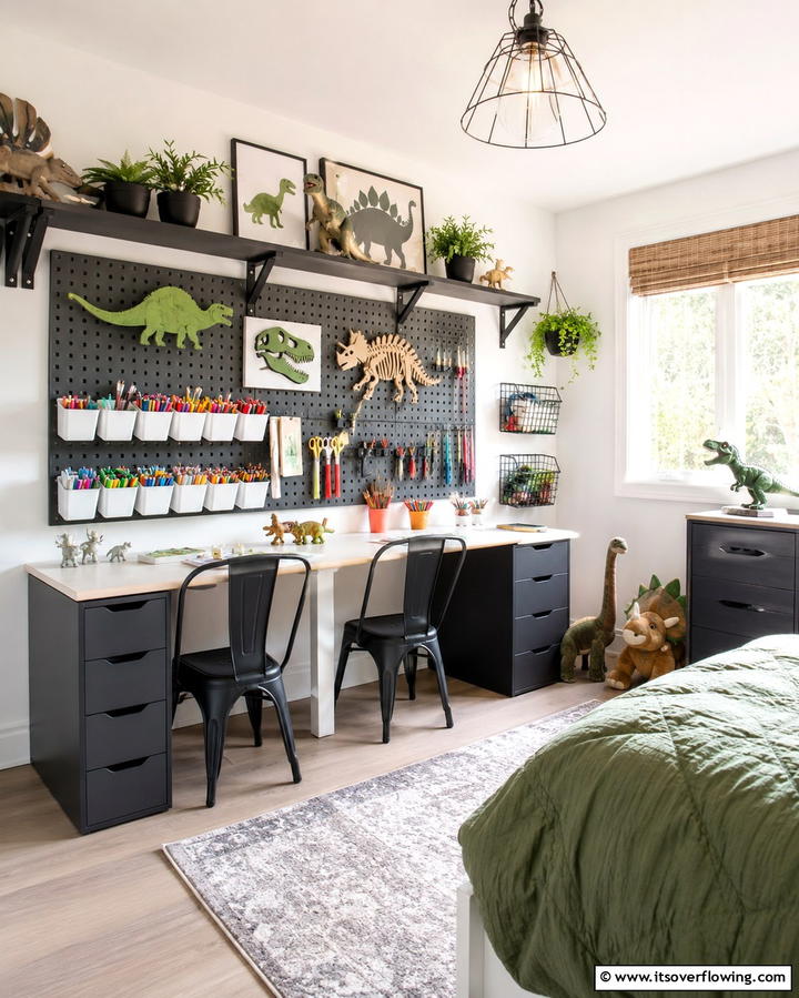 Dinosaur Art and Craft Stations - 30 Dino-Mite Kids Room Ideas- Dinosaur Themes & Decor