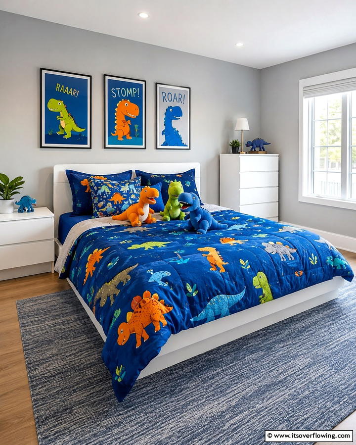 Dinosaur Bedding and Pillows - 30 Dino-Mite Kids Room Ideas- Dinosaur Themes & Decor