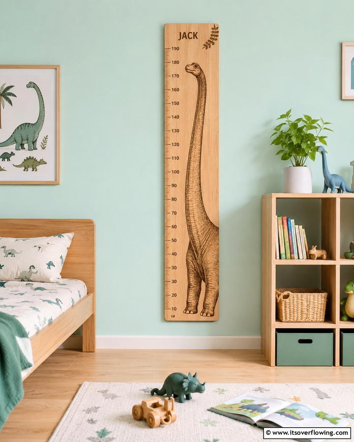Dinosaur Growth Charts - 30 Dino-Mite Kids Room Ideas- Dinosaur Themes & Decor