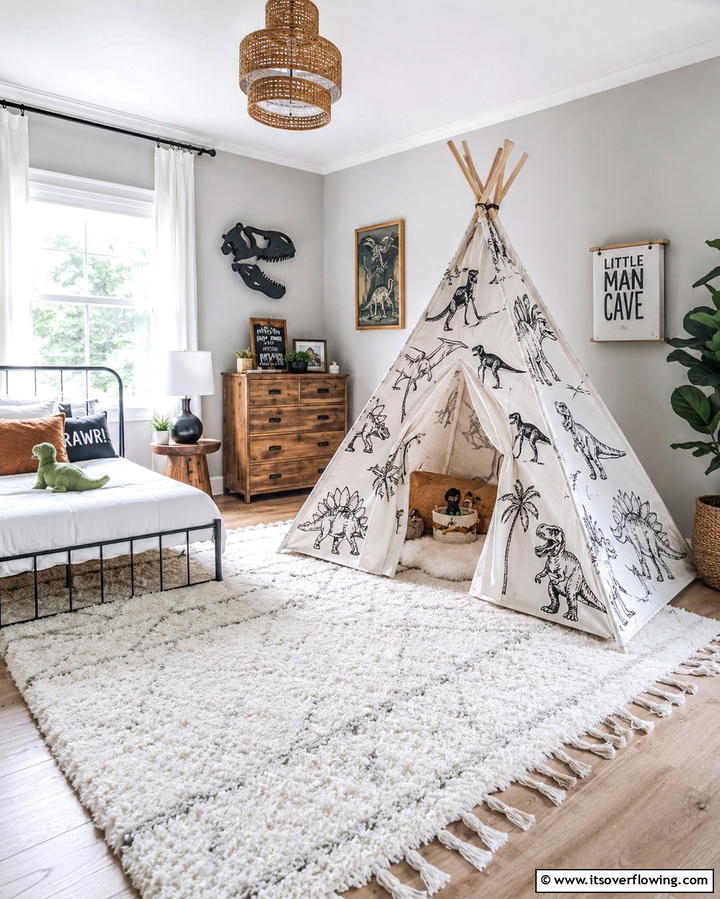Dinosaur Play Tents - 30 Dino-Mite Kids Room Ideas- Dinosaur Themes & Decor