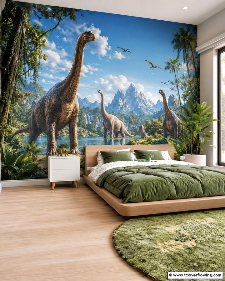Dinosaur Wall Murals - 30 Dino-Mite Kids Room Ideas- Dinosaur Themes & Decor