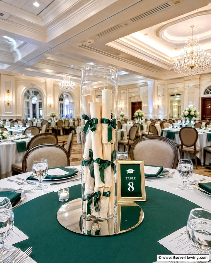 Diploma Roll Centerpieces - 25 Graduation Centerpiece Ideas for Memorable Celebrations