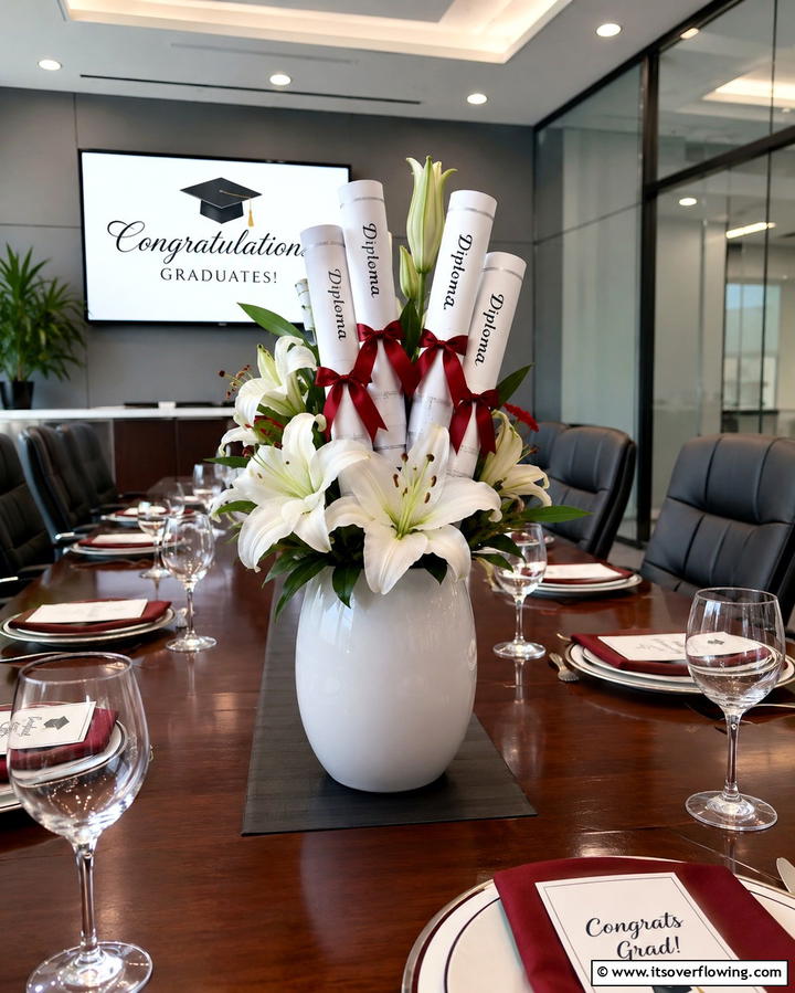 Diploma Scroll Centerpieces - 25 Graduation Centerpiece Ideas for Memorable Celebrations