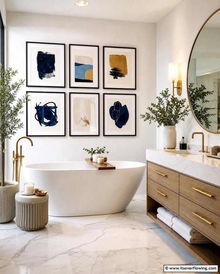 Display Art Pieces - 25 Elegant Bathroom Decor Ideas for a Luxurious Feel
