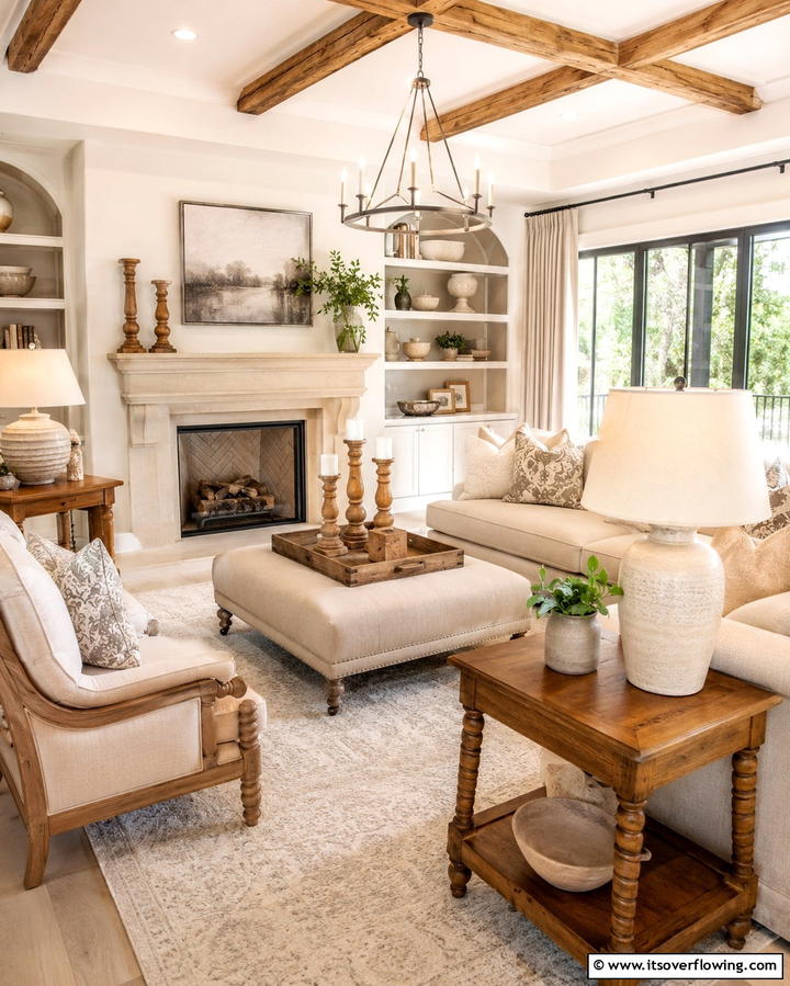 Display Wooden Accent Pieces - 25 Magnolia Living Room Ideas for Timeless Elegance