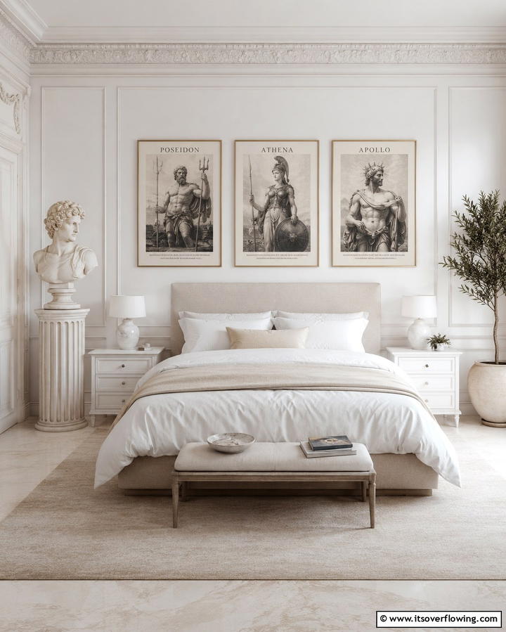 Displaying Greek Mythology Inspired Art - 25 Greek Bedroom Design Ideas for a Mediterranean Feel