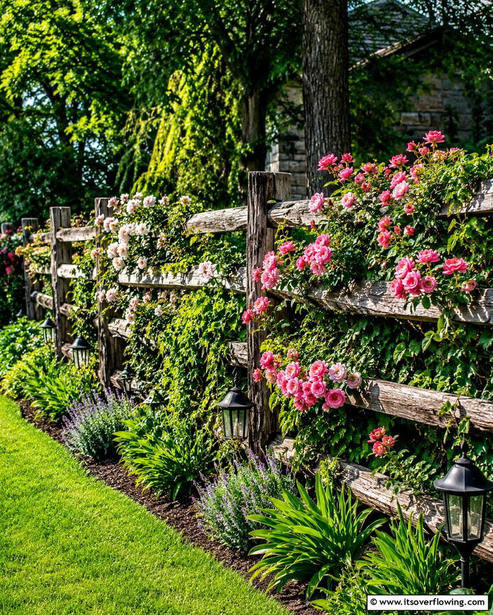 Distinctive Garden Accent Wall - 30 Split Rail Fence Ideas for Rustic Outdoor Boundaries