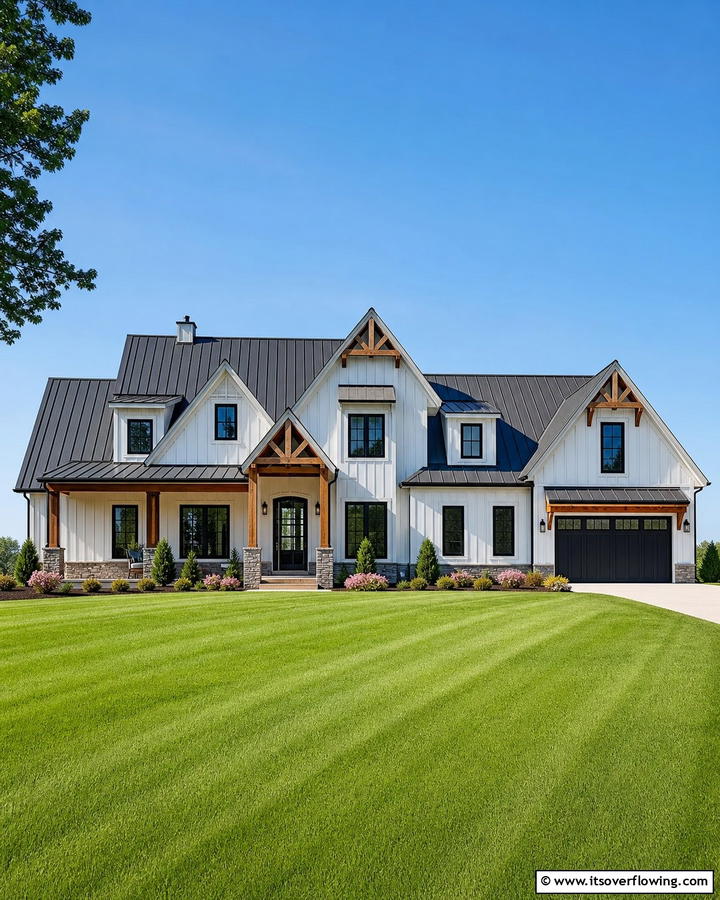 Distinctive Rooflines and Gable Accents - 21 Modern Farmhouse Exterior Ideas to Boost Curb Appeal