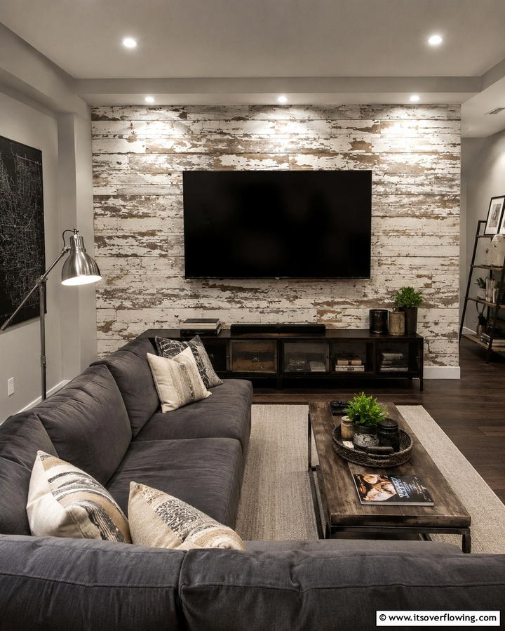Distressed Barnwood Statement - 30 Rustic Barnwood Accent Wall Ideas to Transform Your Space