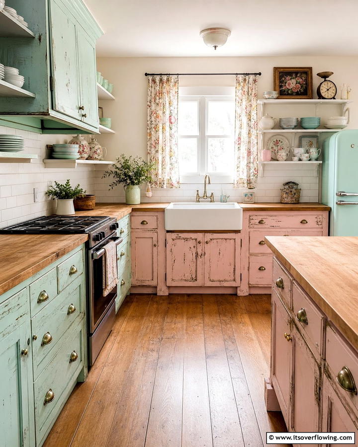 Distressed Cabinetry - 20 Shabby Chic Kitchen Ideas for a Vintage Look