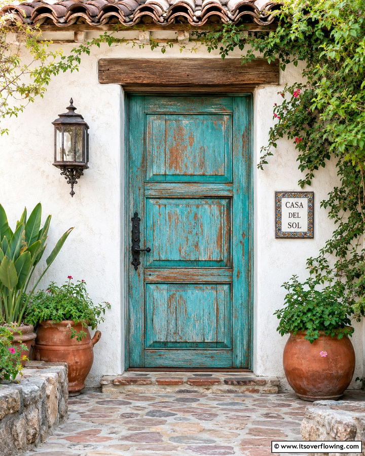 Distressed Finish Doors - 25 Spanish Style Front Door Ideas for Curb Appeal