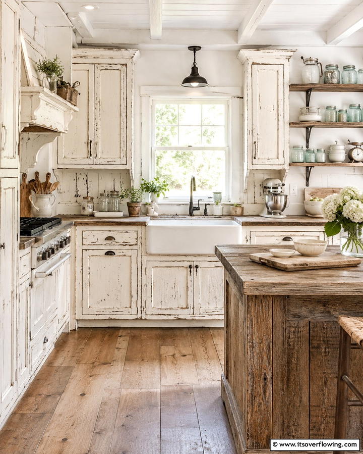 Distressed Finish for Rustic Charm - 25 Painting Kitchen Cabinet Ideas for a Fresh Look