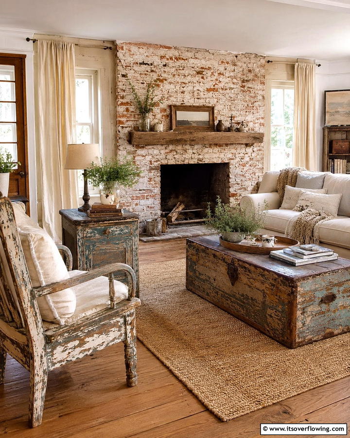 Distressed Furniture Charm - 30 Small Rustic Living Room Ideas for Cozy Charm
