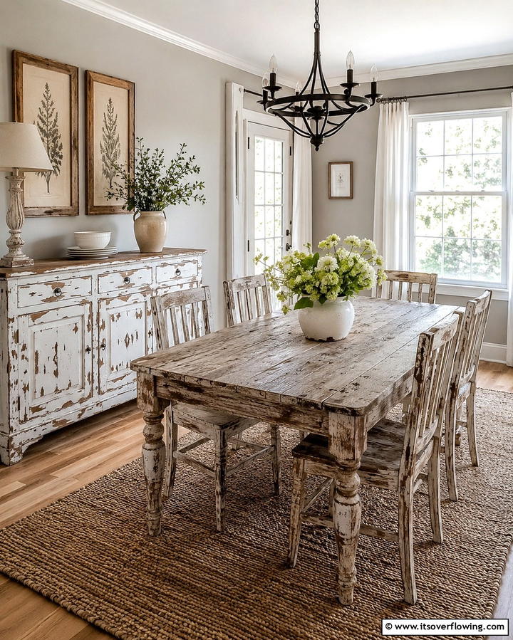 Distressed Furniture PiecesExact - 30 Rustic Dining Room Ideas for Cozy Family Gatherings