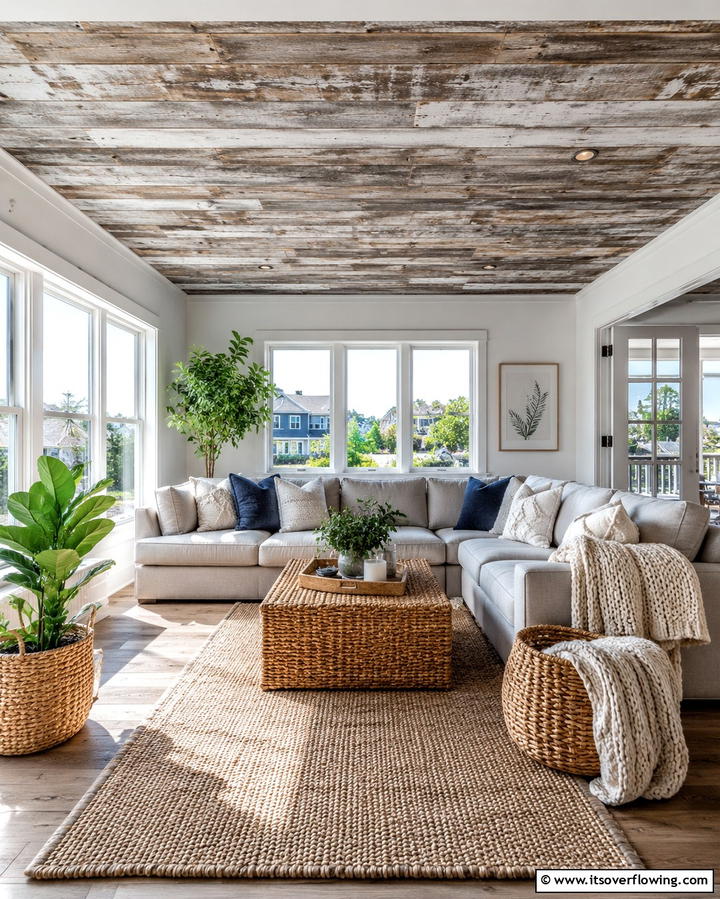 Distressed Plank Ceiling - 30 Rustic Ceiling Ideas to Add Warmth to Any Room