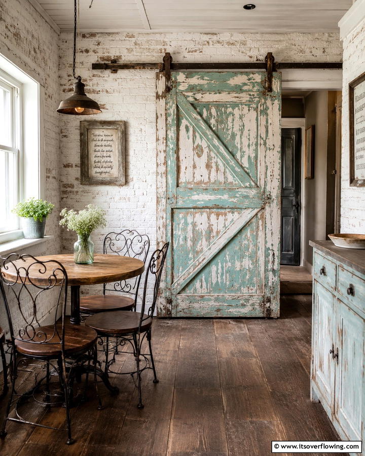 Distressed Reclaimed Barn Door - 30 Stylish Barn Door Ideas for Modern Home Organization