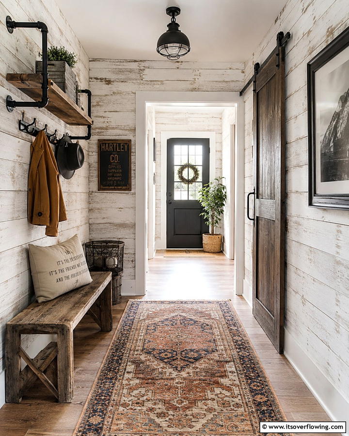 Distressed Shiplap Finish - 25 Shiplap Wall Entryway Ideas for a Welcoming First Impression