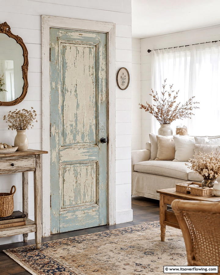 Distressed Vintage Look - 25 Door Painting Ideas to Add Personality to Your Home