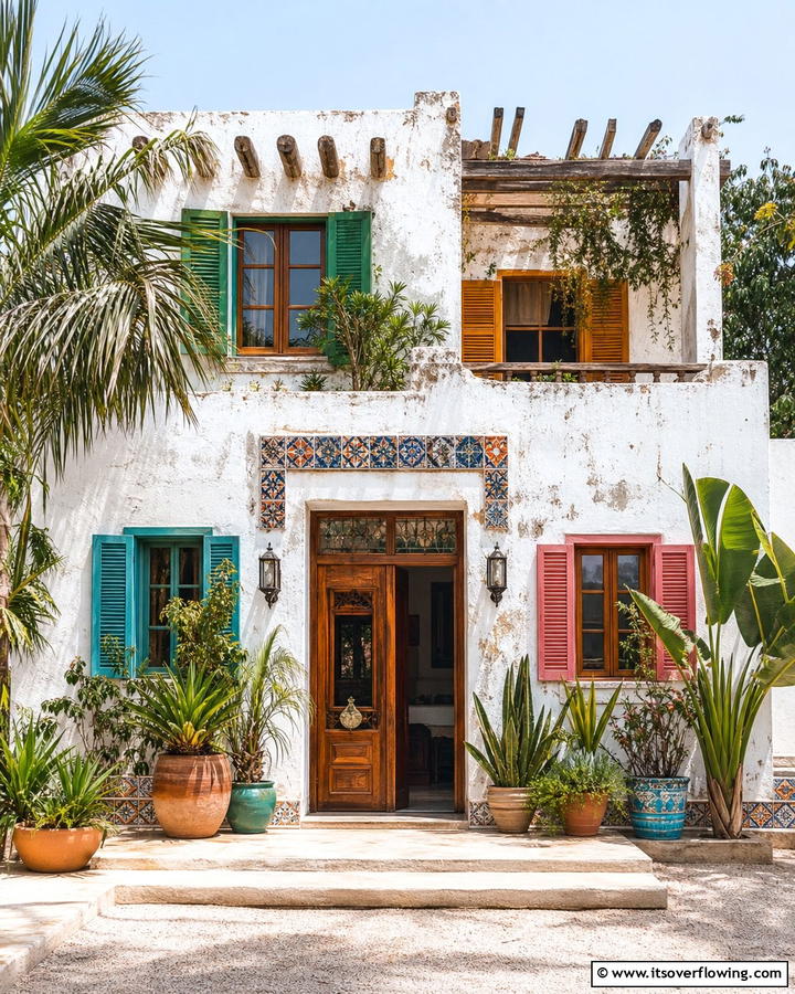 Distressed White Walls - 25 Boho House Exterior Ideas for a Unique and Colorful Look