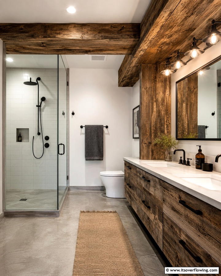 Distressed Wood Accents - 25 Industrial Bathroom Ideas for a Bold Look