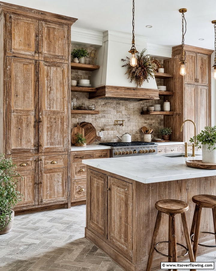 Distressed Wood Cabinets Appeal - 21 Rustic Decor Ideas for Cozy Farmhouse-Chic Interior Accents