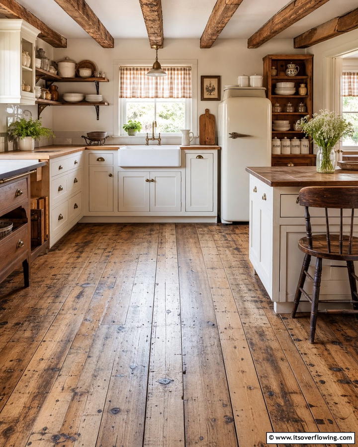 Distressed Wood Floors for a Vintage Feel - 20 Kitchens With Wood Floors for a Warm and Inviting Feel