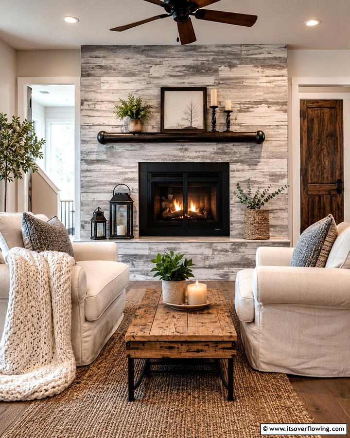 Distressed Wood Look Tiles - 25 Farmhouse Fireplace Tile Ideas for a Rustic Look