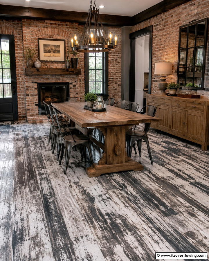 Distressed Wood Look for Rustic Charm - 25 Painted Floor Ideas to Revitalize Your Home