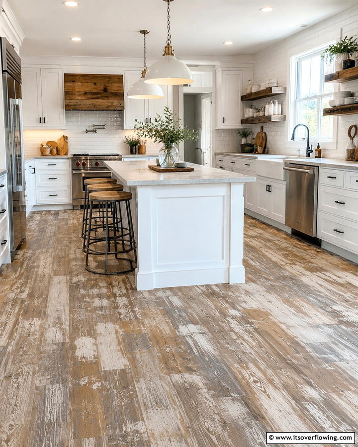 Distressed Wood Look - 25 Painted Floor Ideas to Revitalize Your Home