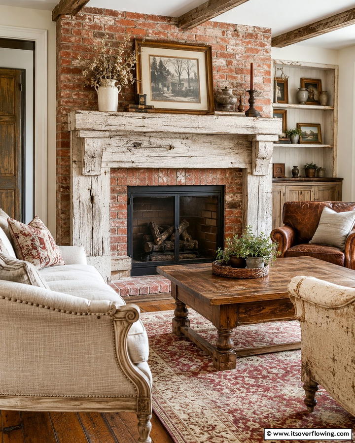 Distressed Wood Mantel - 20 Wood Mantel Ideas for a Cozy and Stylish Fireplace