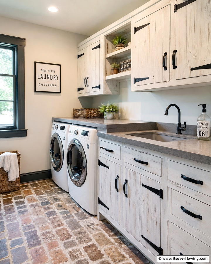 Distressed Wooden Cabinets - 30 Rustic Laundry Room Ideas for Functional Farmhouse Style