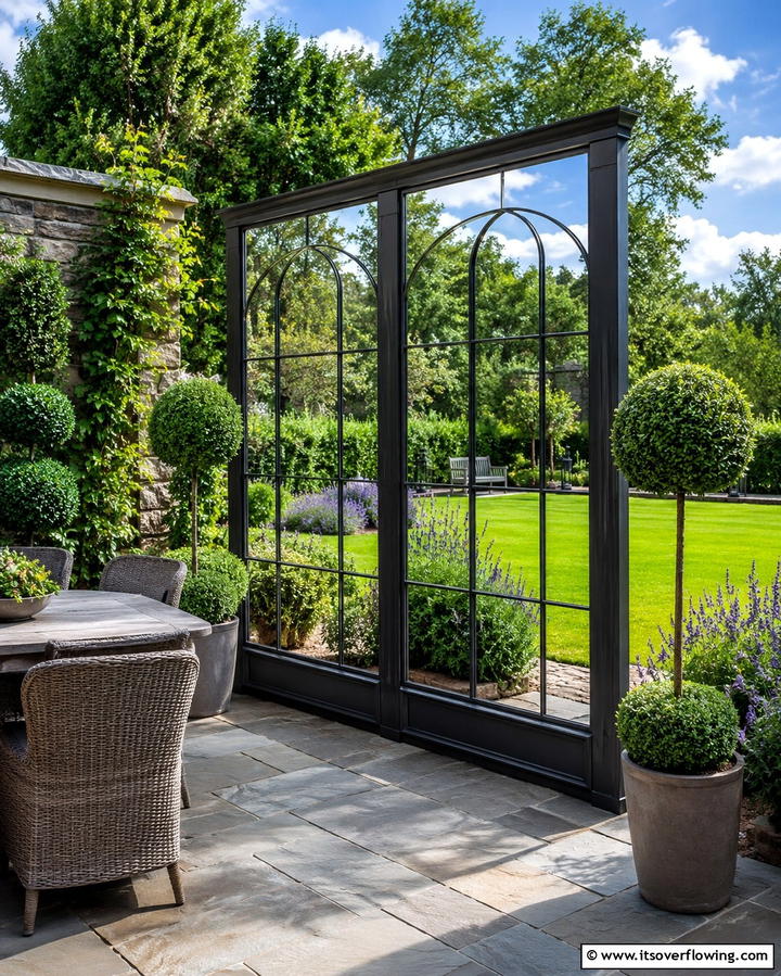 Divide Spaces With Freestanding Mirrors - 25 Garden Mirror Ideas to Enhance Outdoor Spaces