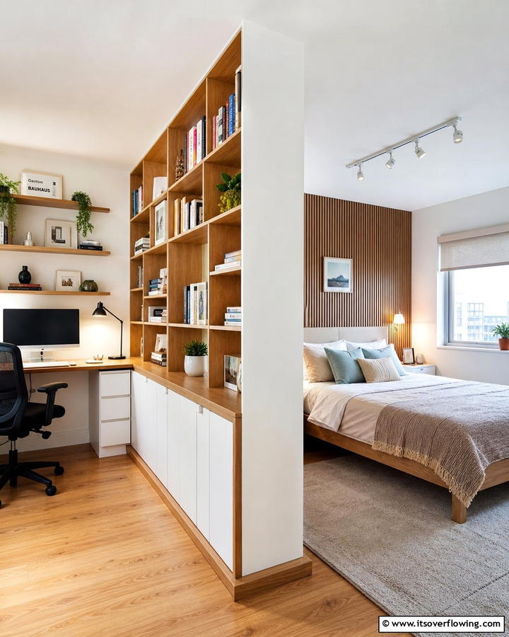 Divide the Room with a Functional Partition - 20 L-shaped Bedroom Layout Ideas for Optimal Space Use