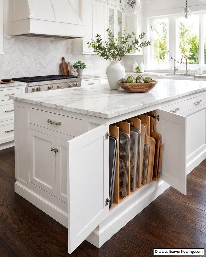 Divided Baking Sheet Storage - 25 Smart Kitchen Island Storage Ideas for Organized Kitchens