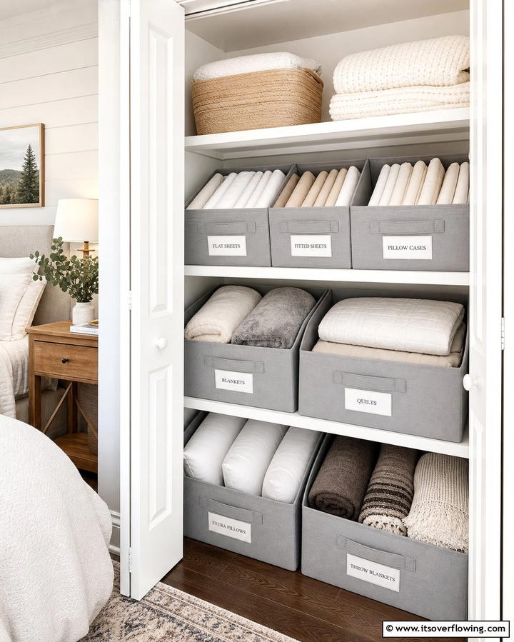 Divided Storage Bins - 25 Creative Bedding Storage Ideas for Small Spaces