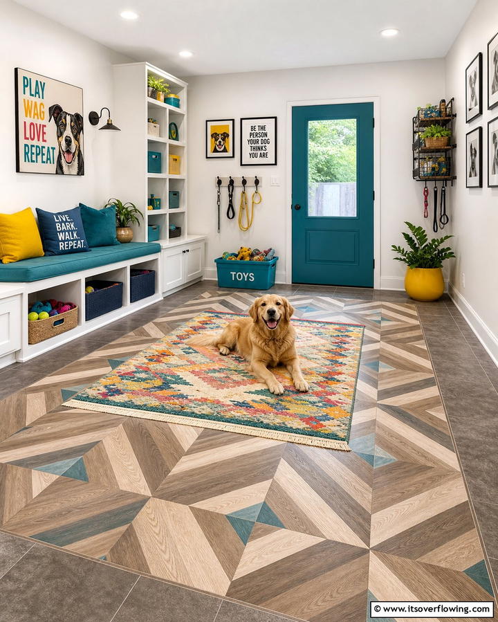 Dog Room with Custom Flooring - 25 Dog Room Ideas for a Pet-Friendly Home