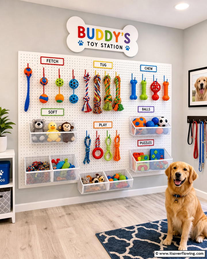Dog Toy Wall Organizer - 25 Dog Room Ideas for a Pet-Friendly Home