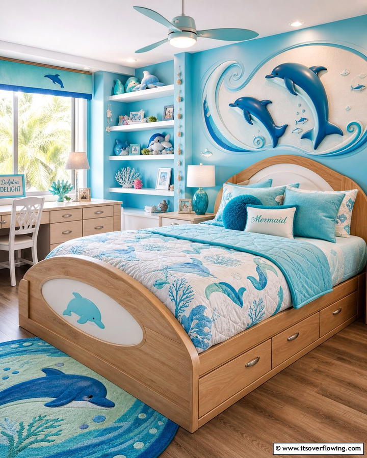 Dolphin Delight - 30 Enchanting Mermaid Bedroom Ideas for a Whimsical Retreat