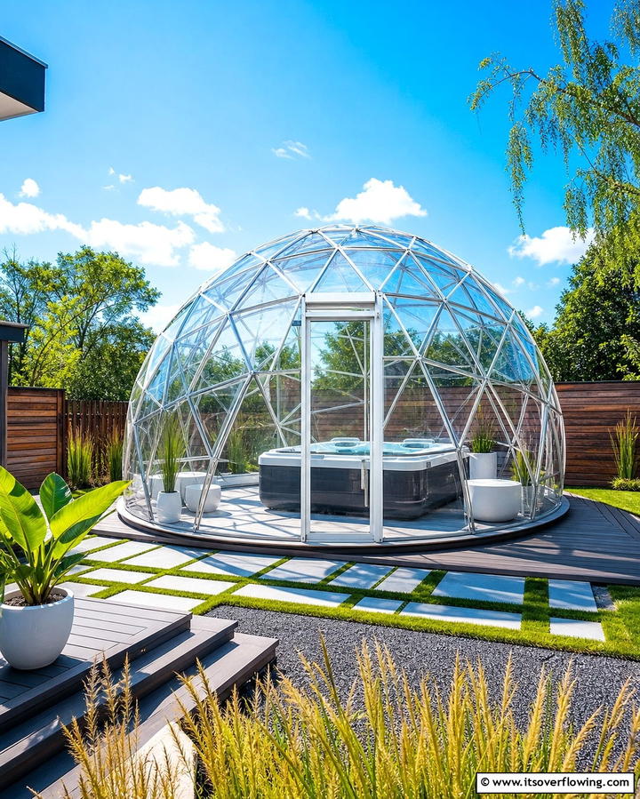 Dome Shaped EnclosureExact - 25 Hot Tub Enclosure Ideas for Year-Round Relaxation