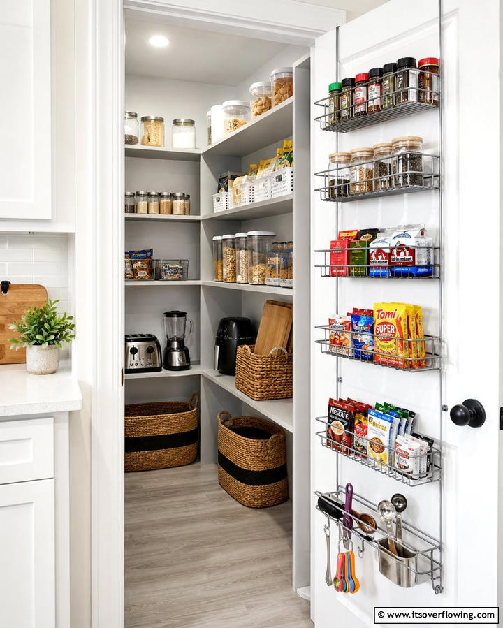 Door Mounted Organizers - 21 Kitchen Pantry Ideas to Streamline Food Storage