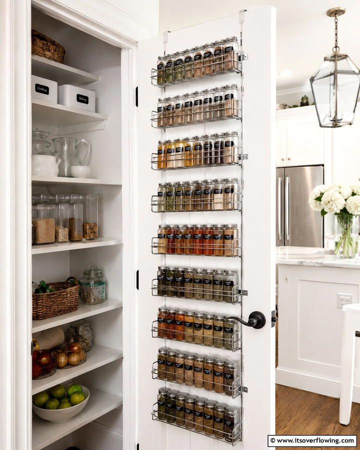 Door Mounted Spice Racks for Quick Access - 25 Small Pantry Ideas to Maximize Your Storage Space