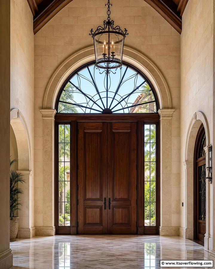 Doors with Arched Transom Windows - 25 Mediterranean Front Door Ideas for a Warm Welcome