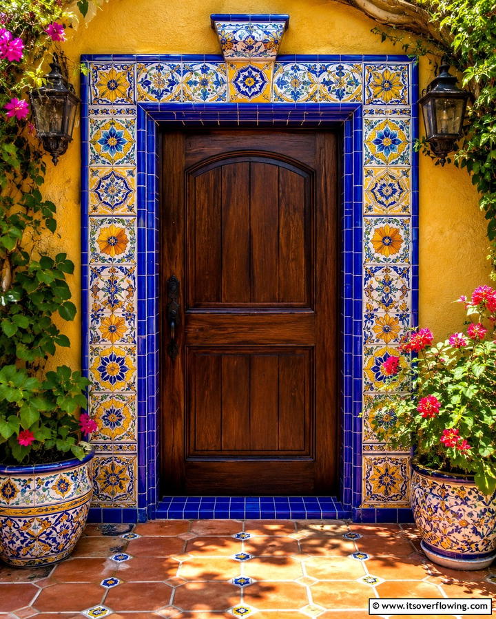 Doors with Decorative Tile Surrounds - 25 Spanish Style Front Door Ideas for Curb Appeal