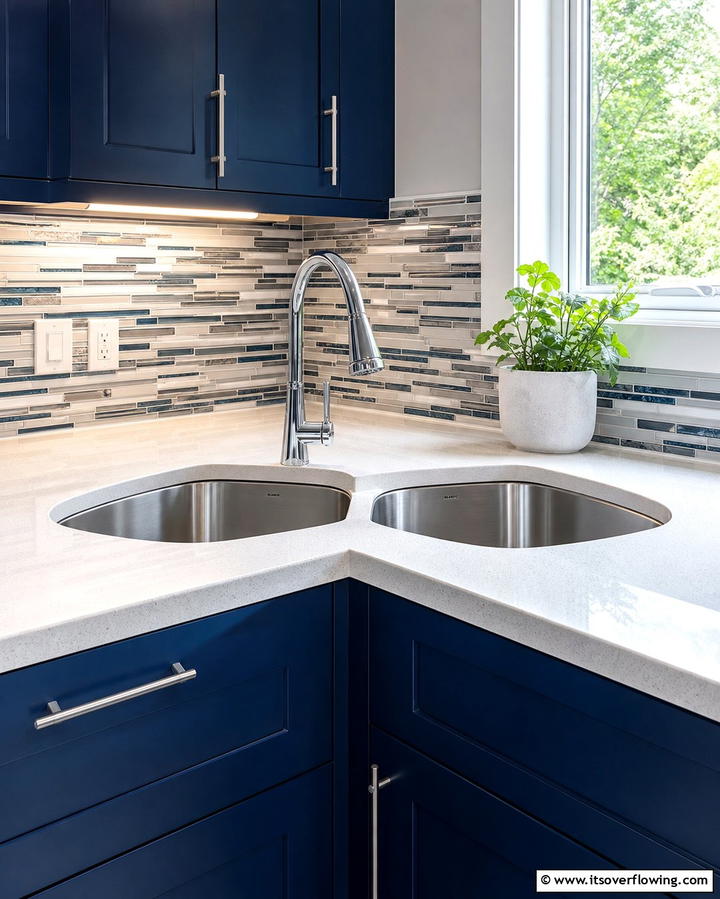 Double Basin Corner Sink - 25 Clever Corner Kitchen Sink Ideas for Small Spaces