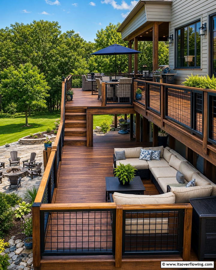 Double Framed Hog Wire Railing - 20 Hog Wire Deck Railing Ideas for Rustic Charm