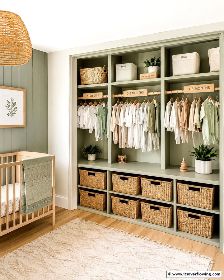 Double Hanging Rods for Maximum Space - 25 Nursery Closet Ideas for Organized Baby Spaces
